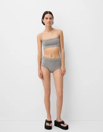 Mini shorts in maglia metallizzata