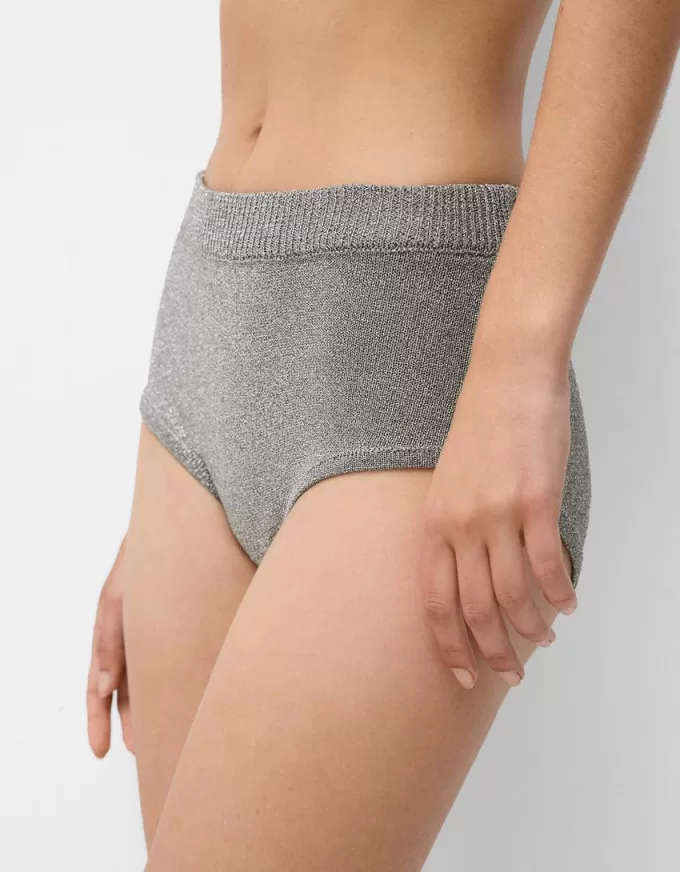 Mini shorts in maglia metallizzata