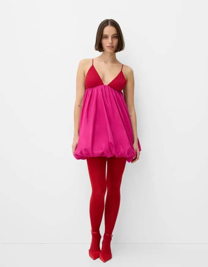 Miniabito a palloncino con spalline