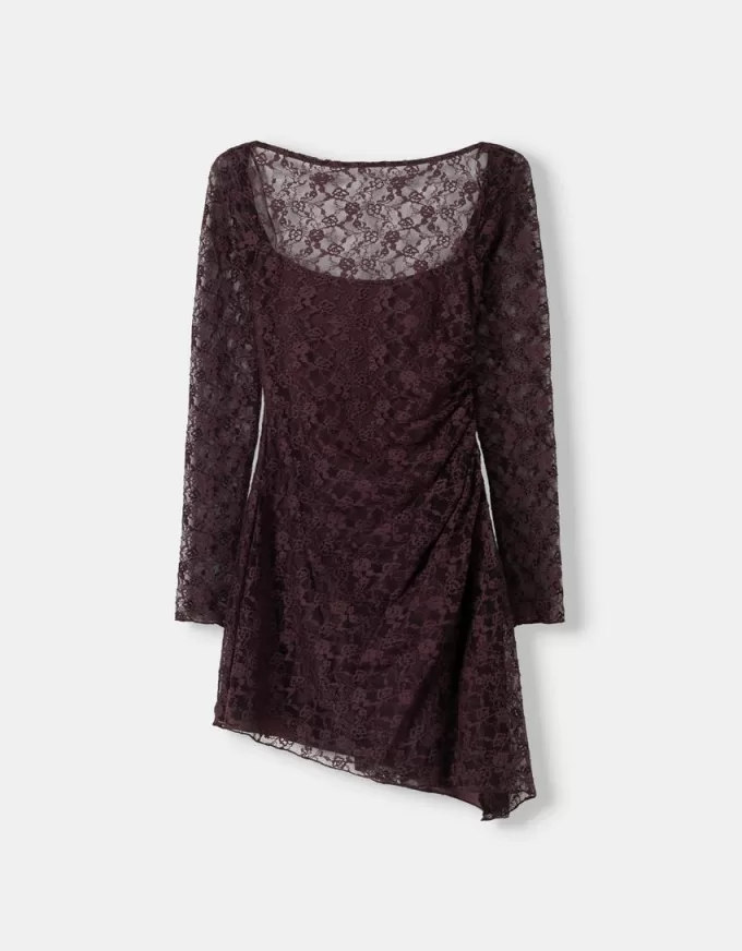 Miniabito biondo a maniche lunghe in pizzo