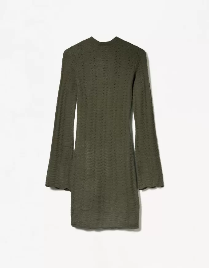 Miniabito in maglia aperta a collo alto