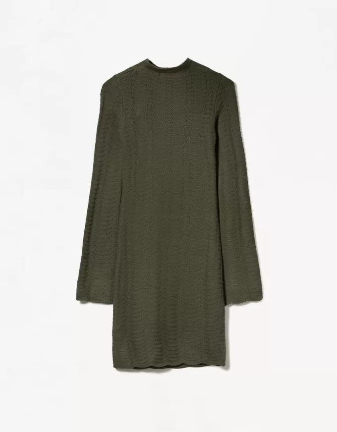 Miniabito in maglia aperta a collo alto