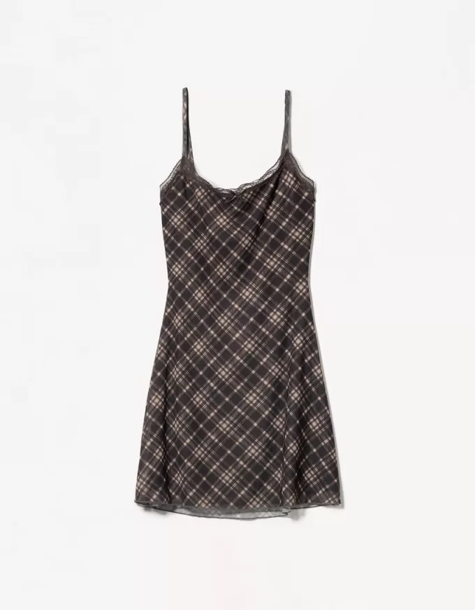 Miniabito in tulle con stampa pizzo