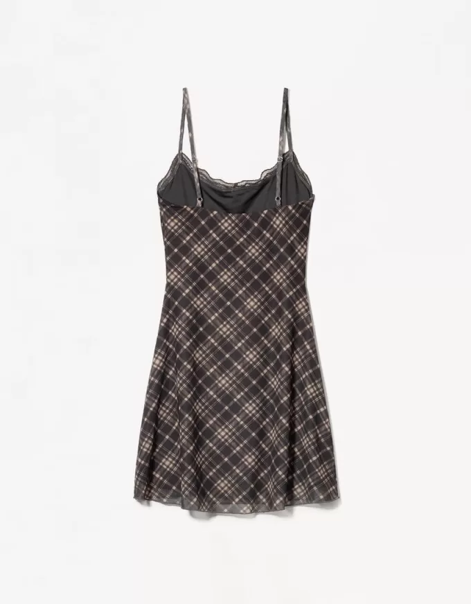 Miniabito in tulle con stampa pizzo