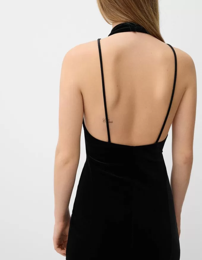 Miniabito in velluto a collo alto