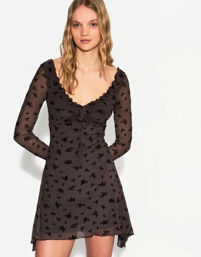 Miniabito stampato a maniche lunghe