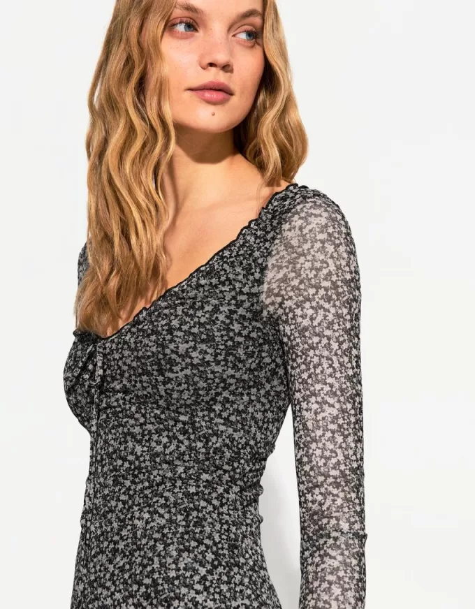 Miniabito stampato a maniche lunghe