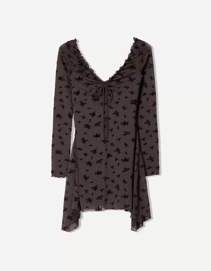 Miniabito stampato a maniche lunghe