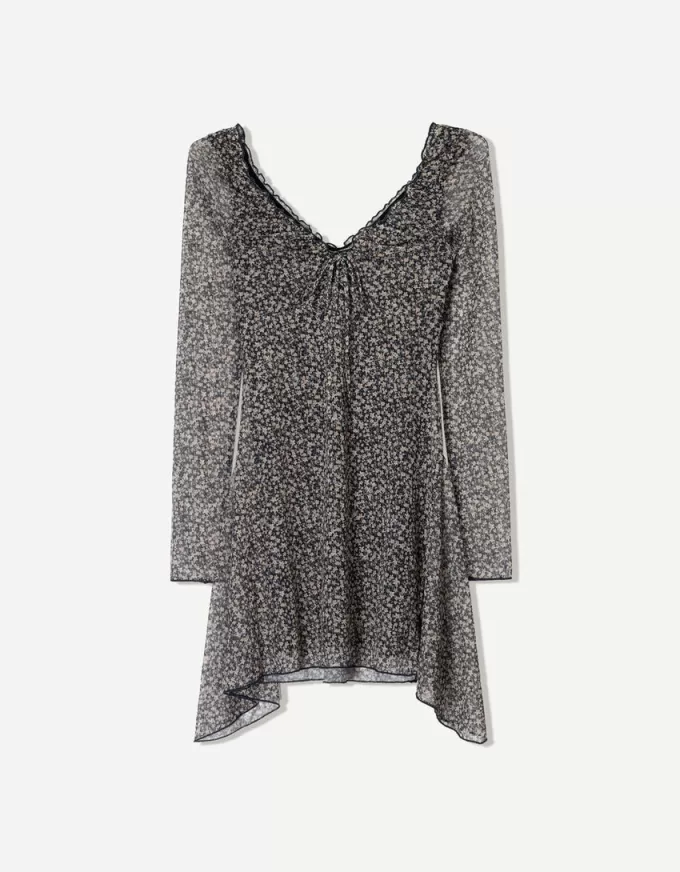 Miniabito stampato a maniche lunghe