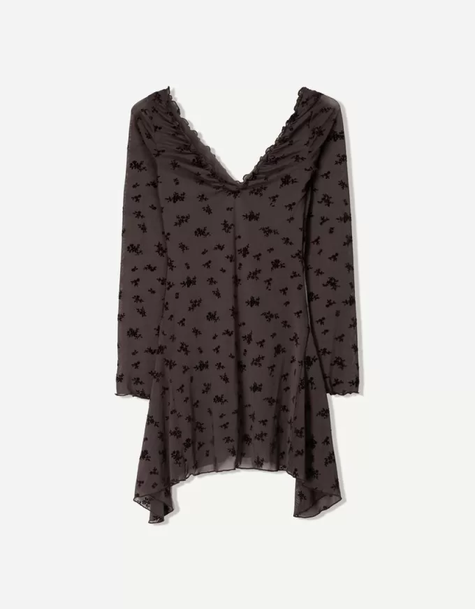 Miniabito stampato a maniche lunghe