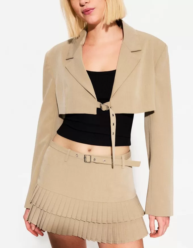 Minigonna con pieghe a cannoncino