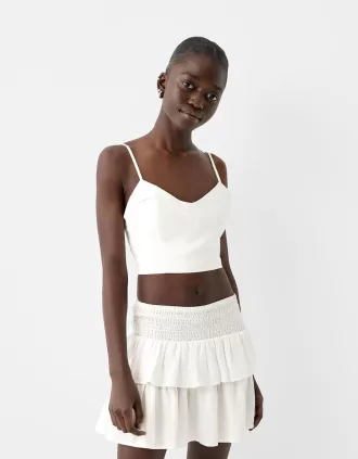 Minigonna con volant ed elastico in vita