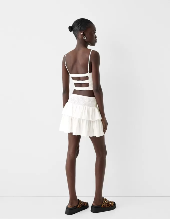 Minigonna con volant ed elastico in vita