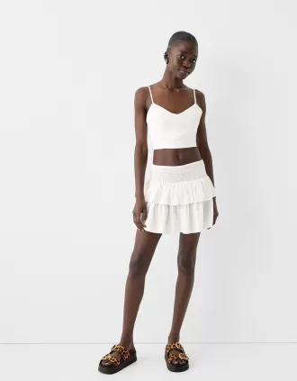 Minigonna con volant ed elastico in vita