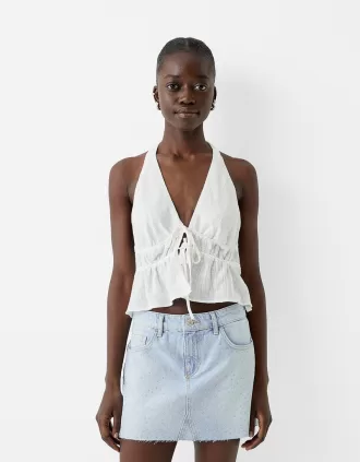 Minigonna in denim con strass