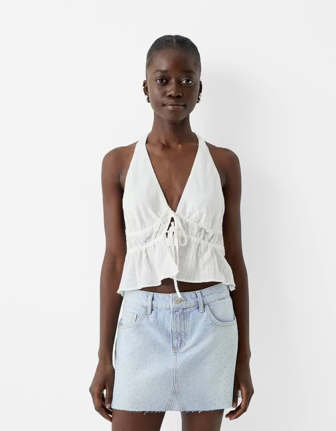 Minigonna in denim con strass