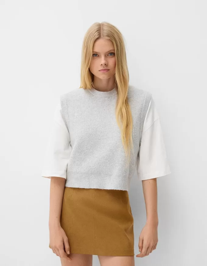 Minigonna in finta pelle scamosciata