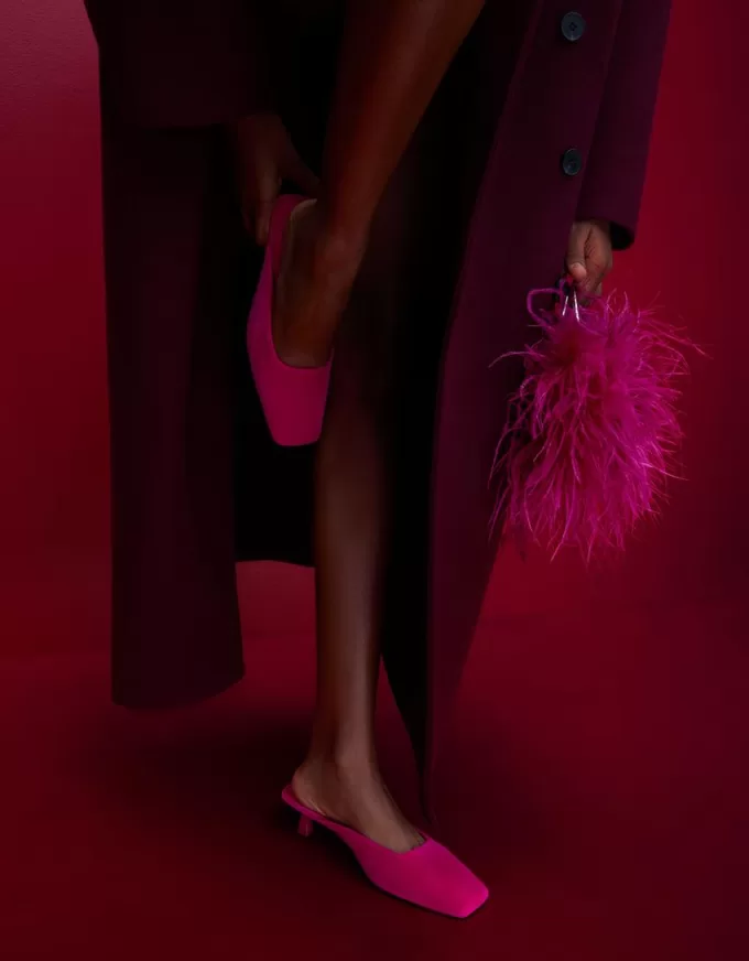 Mules in velluto con tacco