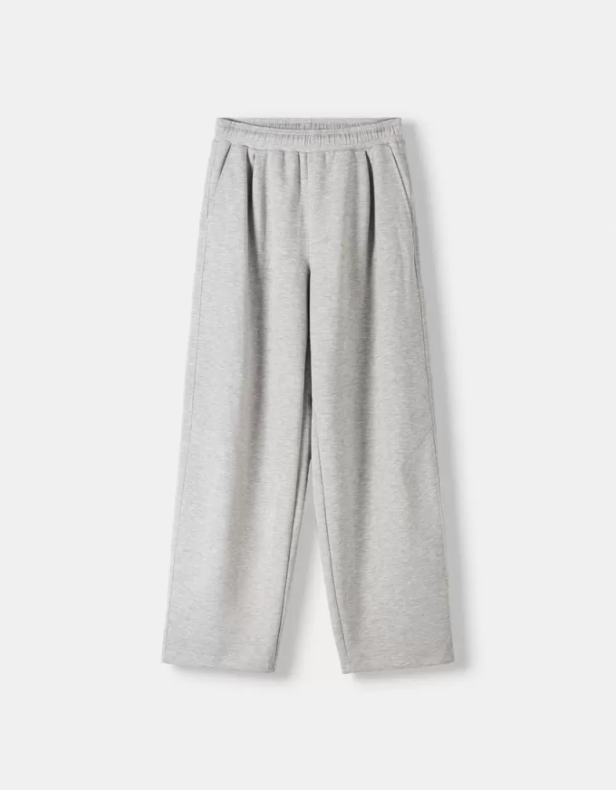 Pantaloni a botte in peluche con pinces