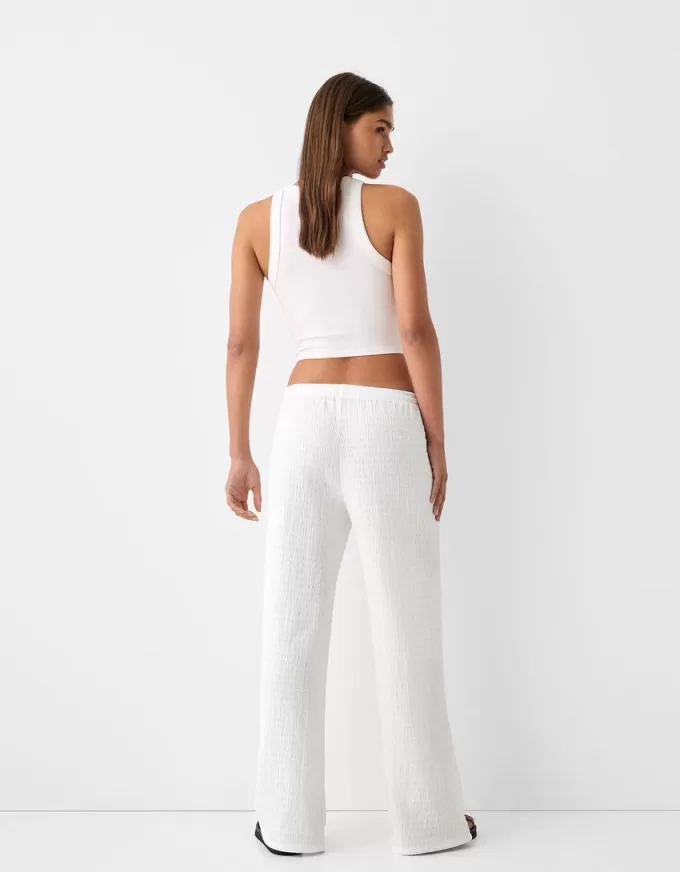 Pantaloni a gamba dritta in maglia waffle