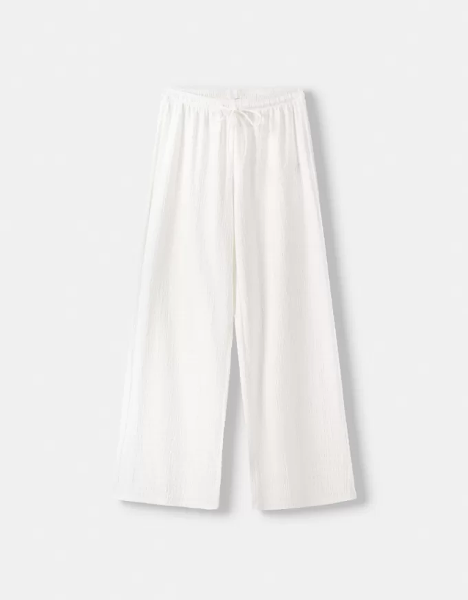 Pantaloni a gamba dritta in maglia waffle