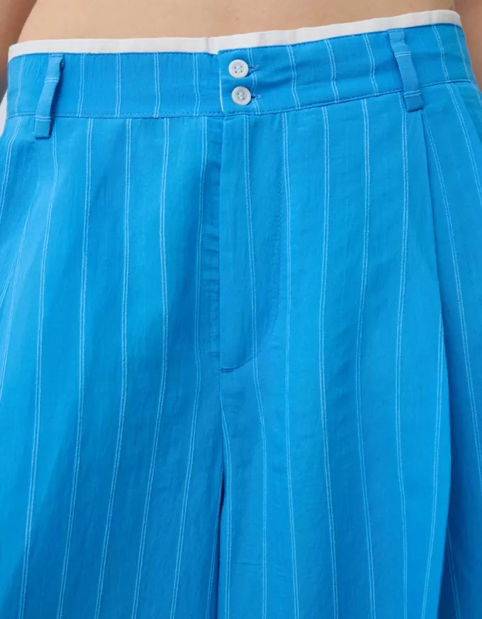 Pantaloni a gamba larga in popeline