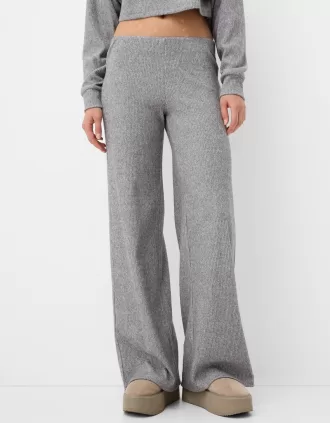 Pantaloni a gamba larga morbidi al tatto a costine