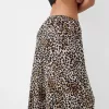 Pantaloni ampi in raso con stampa animalier