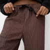 Pantaloni dritti a righe con elastico in vita