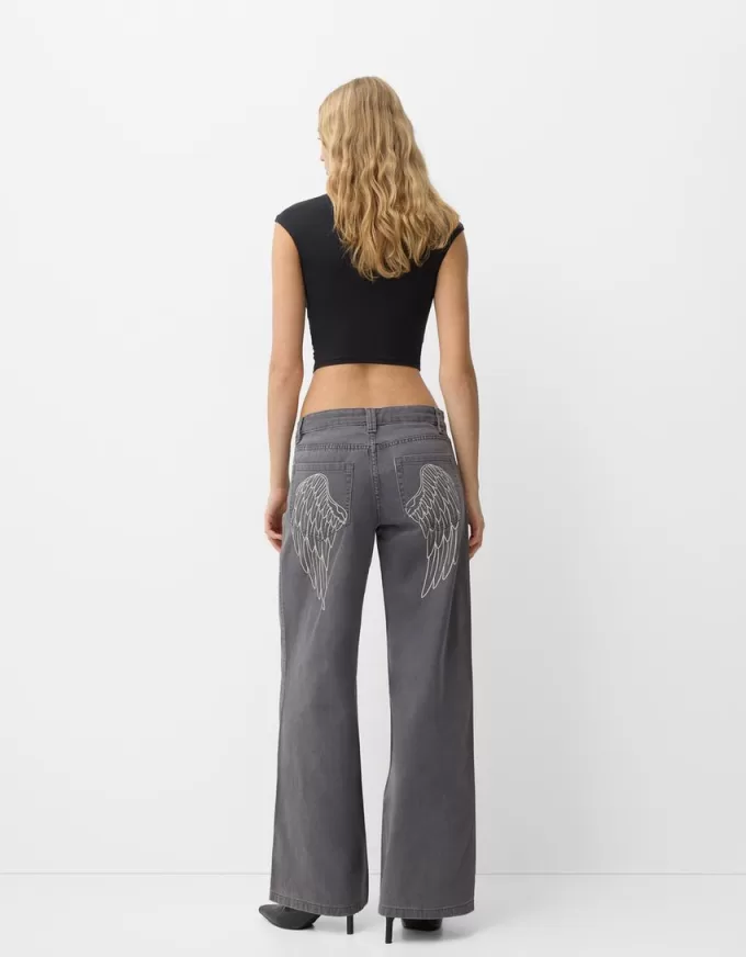 Pantaloni dritti in twill stampato