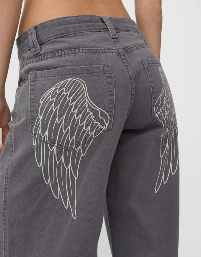 Pantaloni dritti in twill stampato