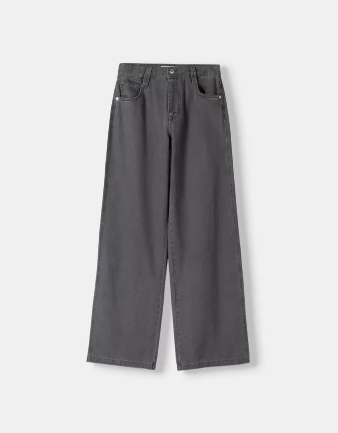 Pantaloni dritti in twill stampato