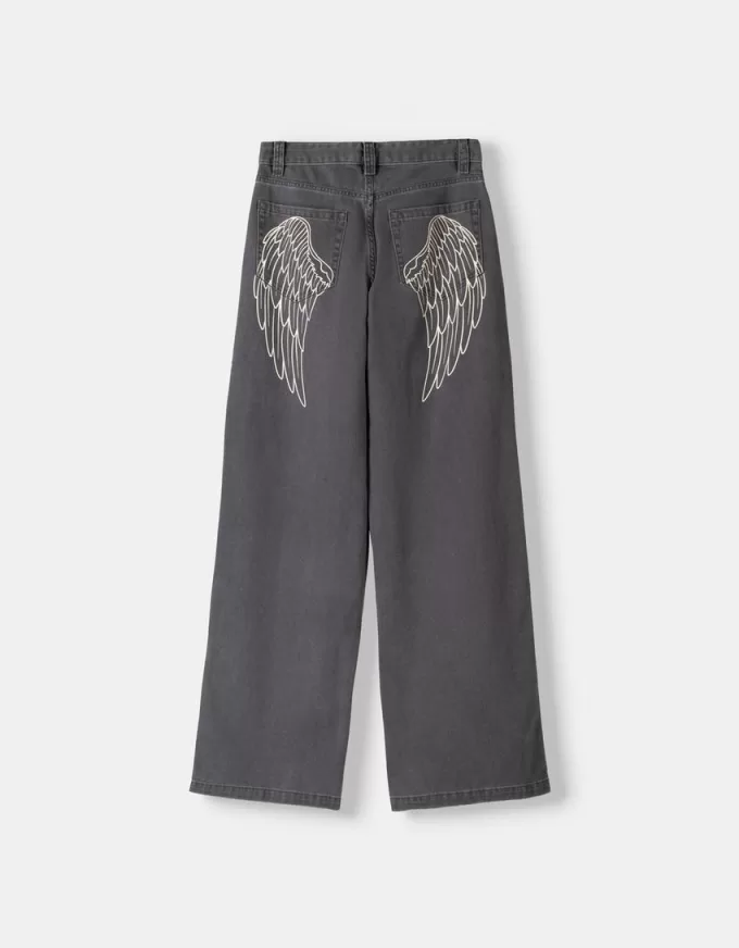 Pantaloni dritti in twill stampato