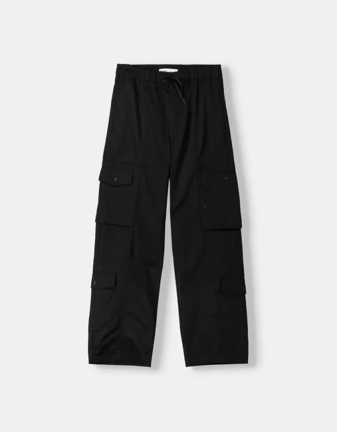 Pantaloni multicargo a gamba larga