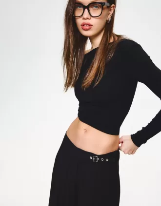 Pantaloni pinces con fibbia