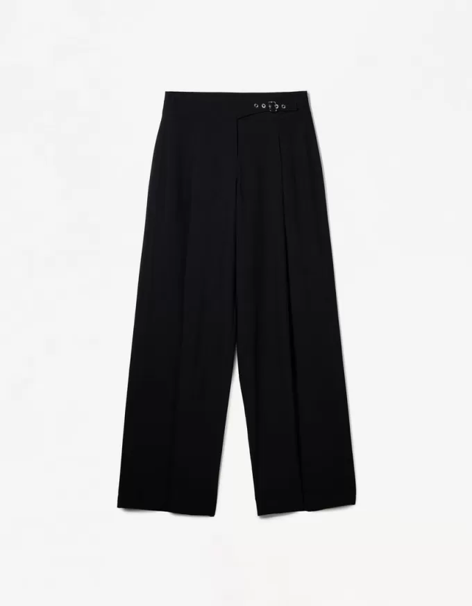 Pantaloni pinces con fibbia