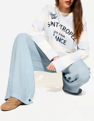 Pantaloni rustici a gamba larga in panno double