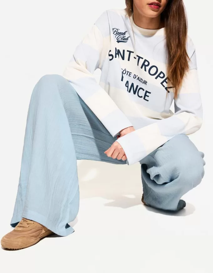 Pantaloni rustici a gamba larga in panno double