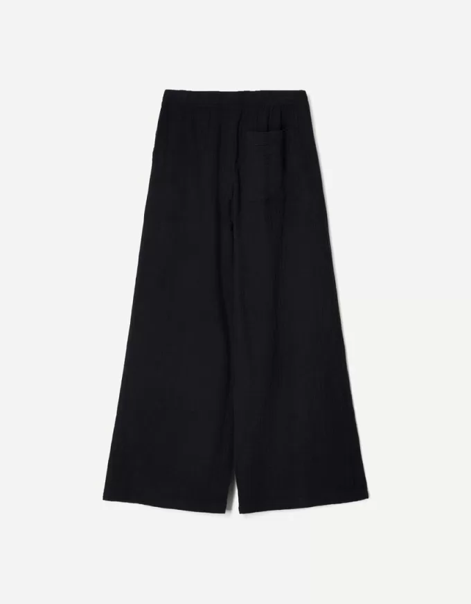 Pantaloni rustici a gamba larga in panno double