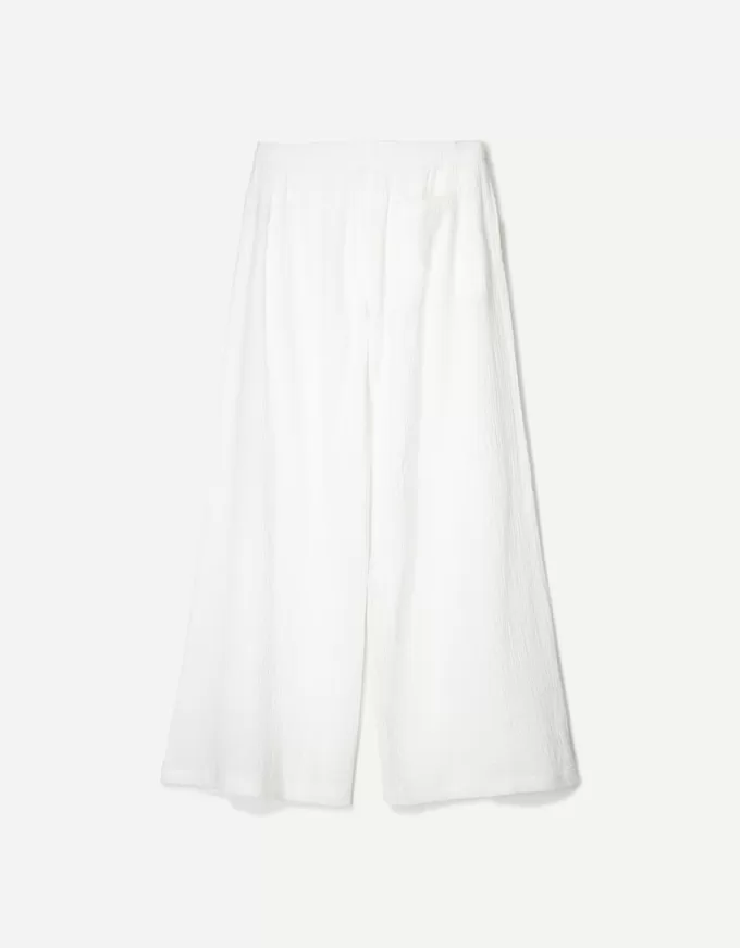 Pantaloni rustici a gamba larga in panno double