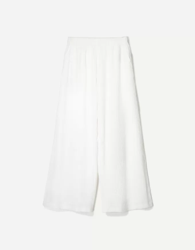 Pantaloni rustici a gamba larga in panno double