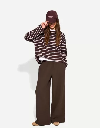 Pantaloni rustici a gamba larga in panno double