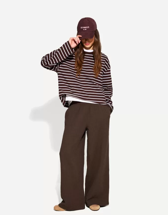 Pantaloni rustici a gamba larga in panno double