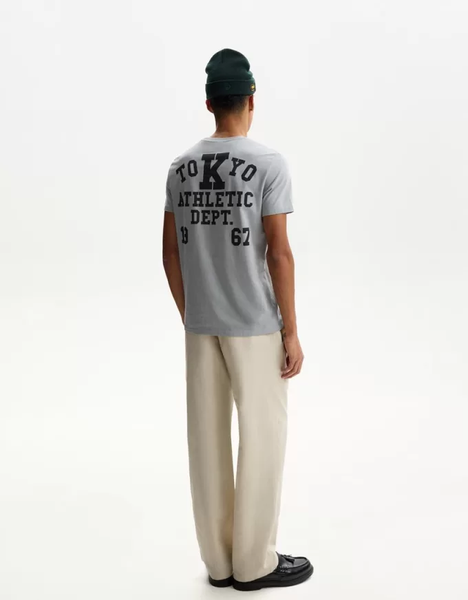 Pantaloni rustici in misto lino a gamba larga