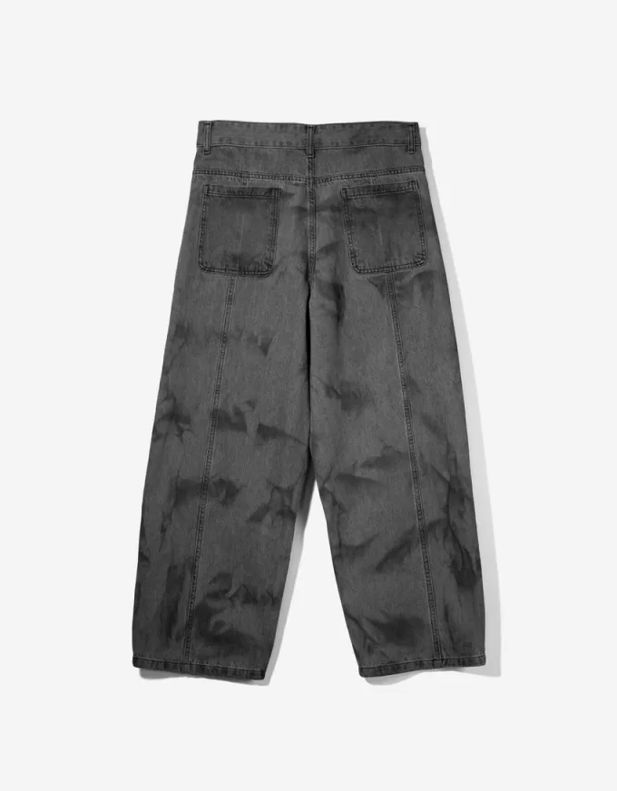 Pantaloni scoloriti super larghi