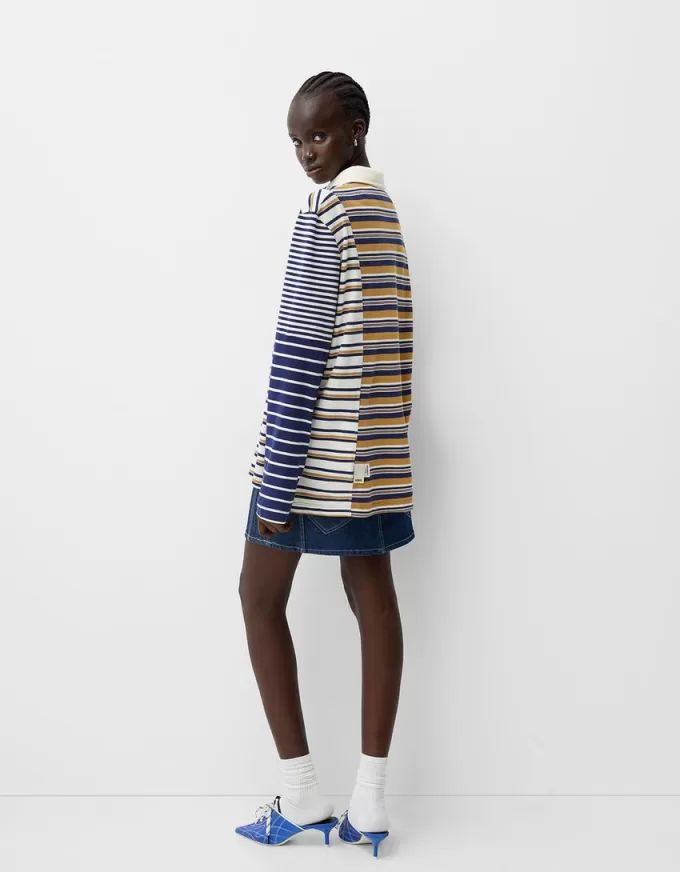 Polo a maniche lunghe a righe