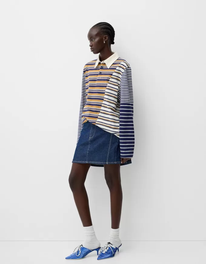 Polo a maniche lunghe a righe