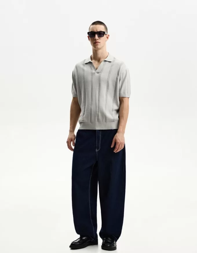 Polo testurizzata a maniche corte