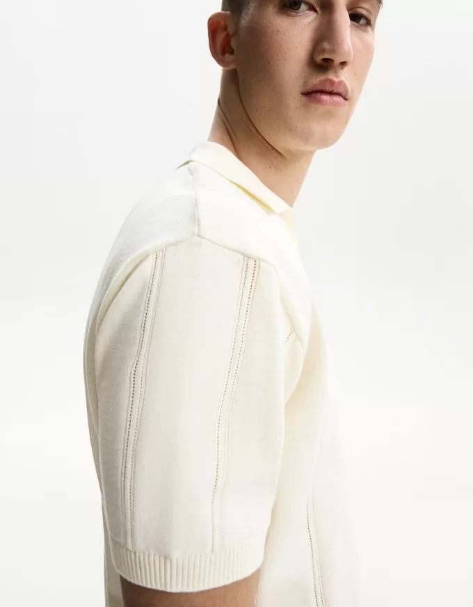 Polo testurizzata a maniche corte