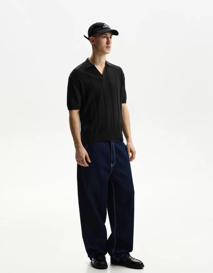 Polo testurizzata a maniche corte